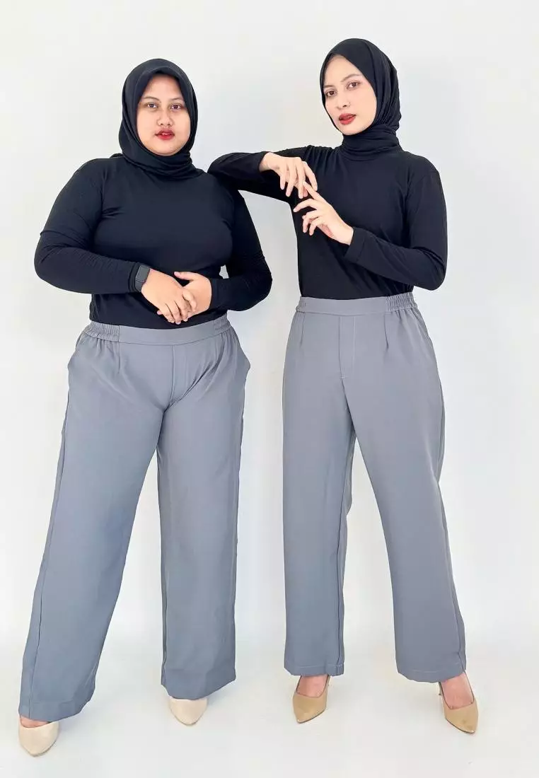 Kia Pants (Celana Basic Kantor) Bigsize - Abu