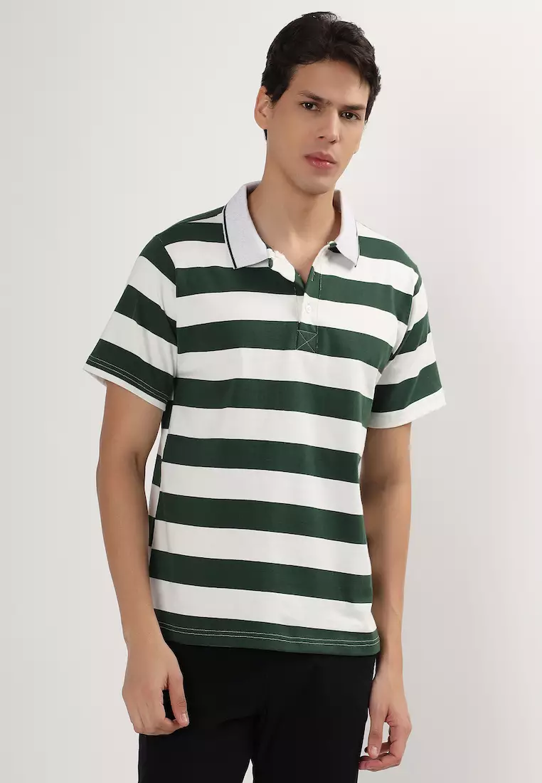 【日本入手困難】Striped cotton polo shirt STRIPED WOVEN COLLAR LONG SLEEVE POLO SHIRT | Parallel