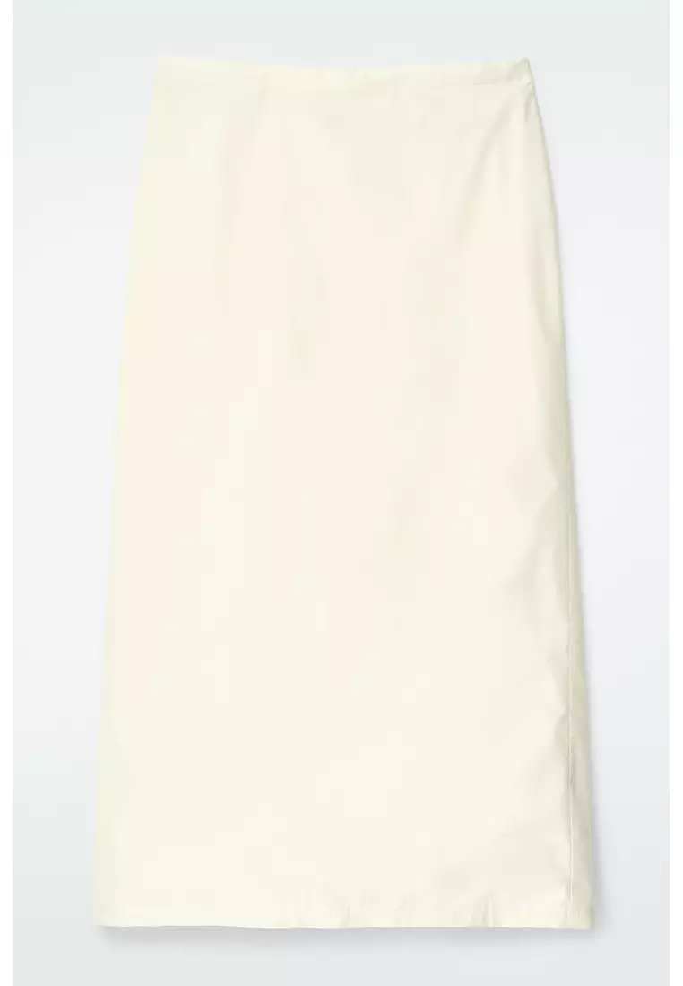 COTTON DRAWSTRING MIDI SKIRT