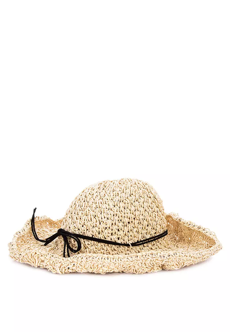 Buy Kats Clothing Hollow Beach Hat with String Bow Knot 2024 Online