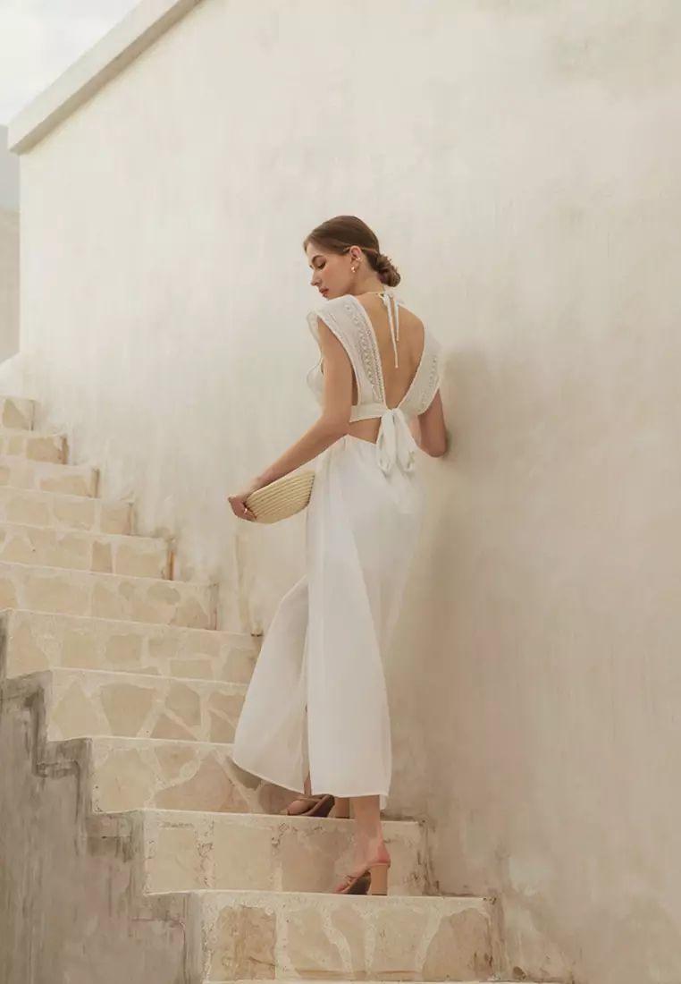 Open Back Padded Lace Maxi Dress