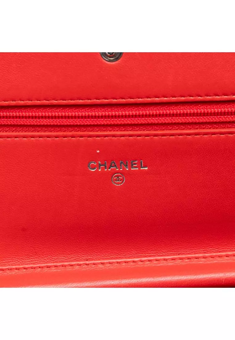 Pre-Loved Chanel Quilted Lambskin Boy Wallet On Chain