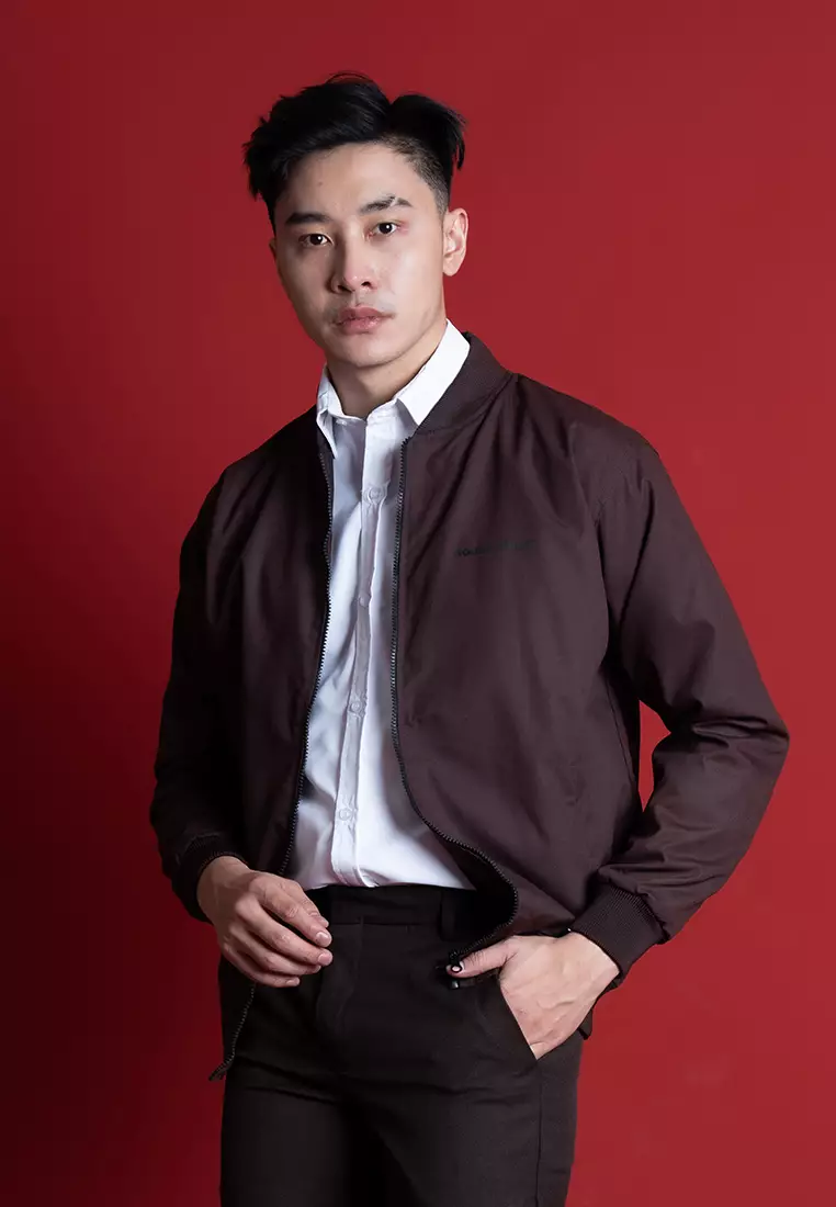 Houseofcuff Jaket Bomber Polos Windbreaker Cokelat Tua