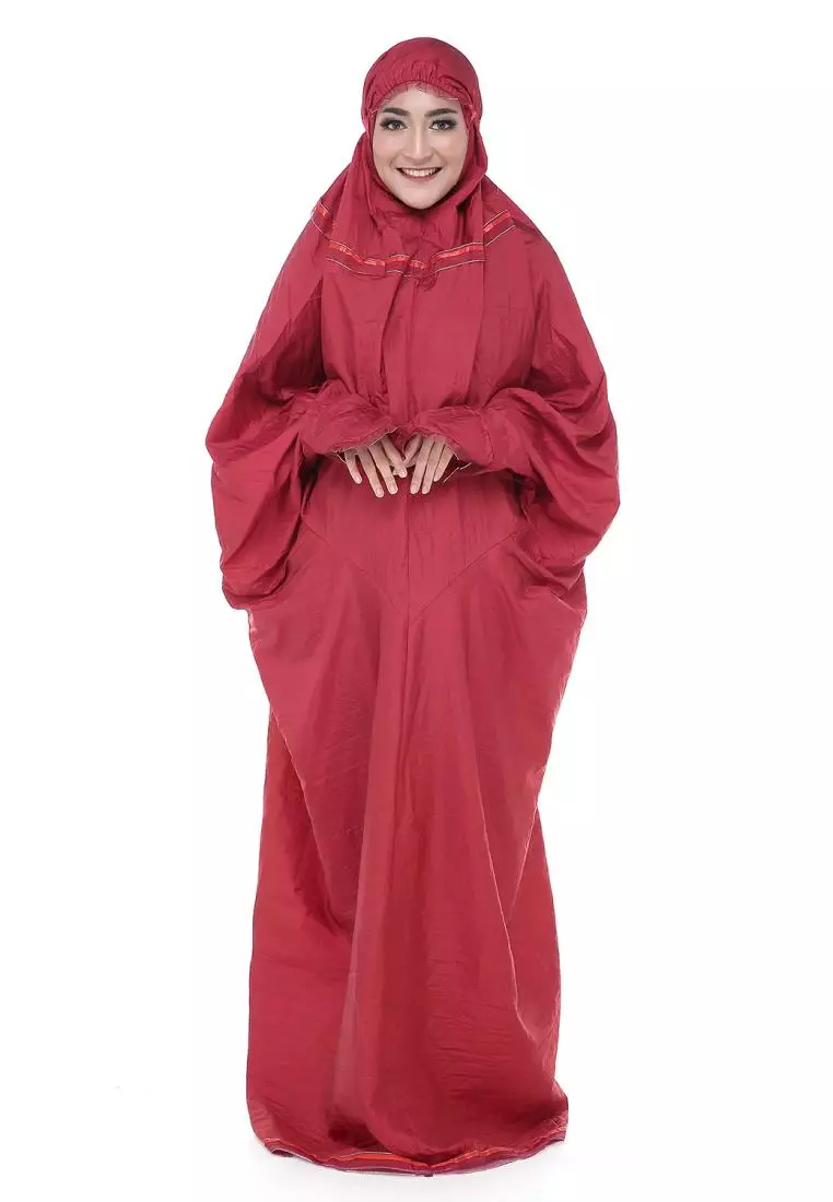 Prayer Mukena Abaya Terusan Parasut Salwa - Maroon