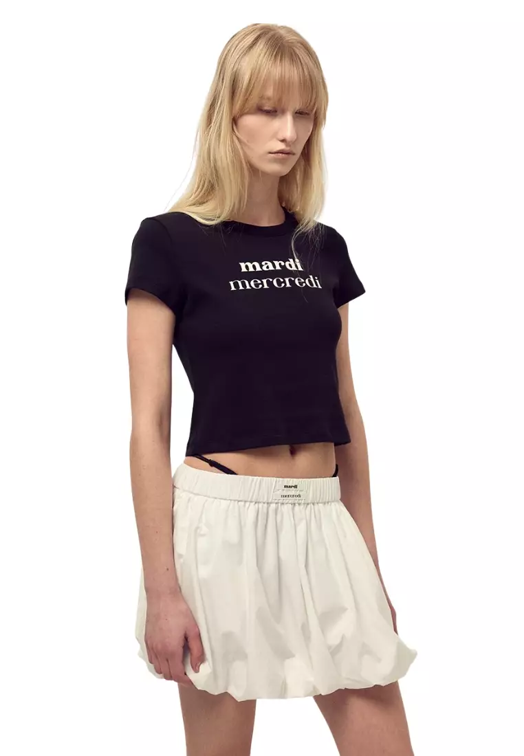 Jual Mardi Mercredi Cropped Fitted Tshirt Double Logo