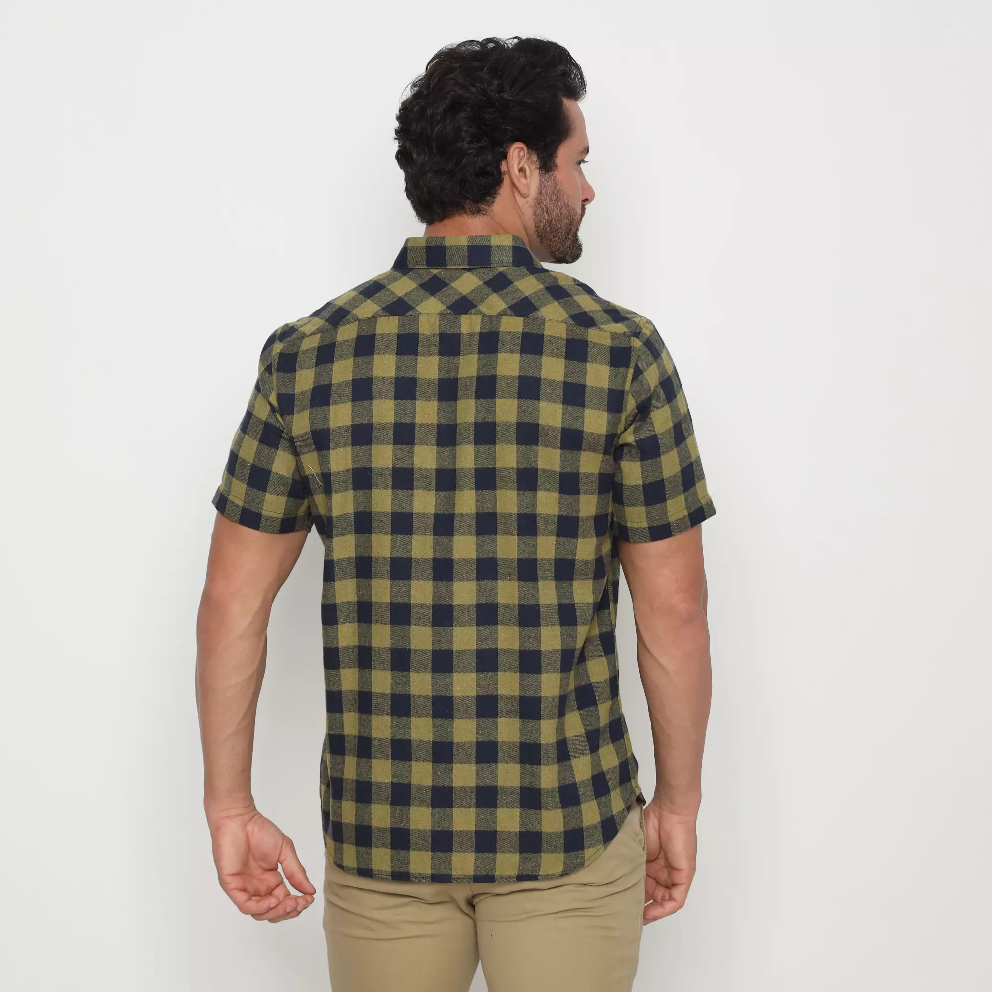 Platini Kemeja Flanel Kotak Pria Lengan Pendek Katun Hijau 73382