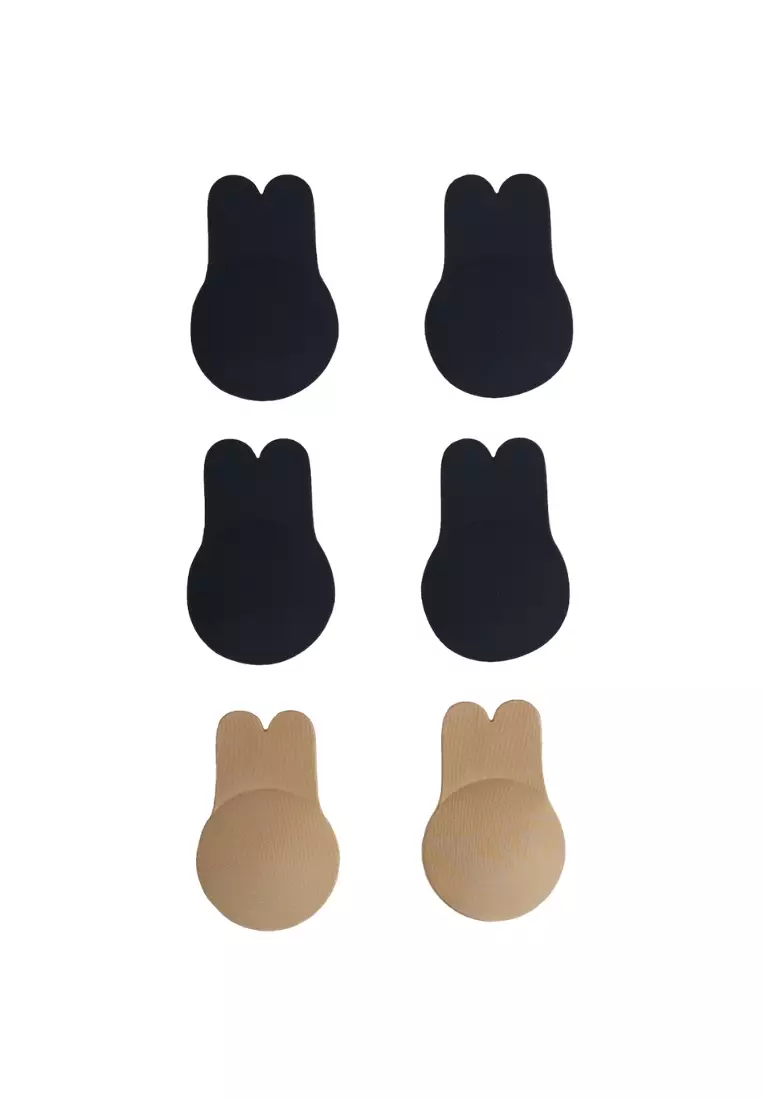 Buy PINK N' PROPER Ultimate Rabbit Ears Reusable Adhesive Boob Lift Up Bra  Bundle Pack in Black & Skin (3 Pack) 2024 Online