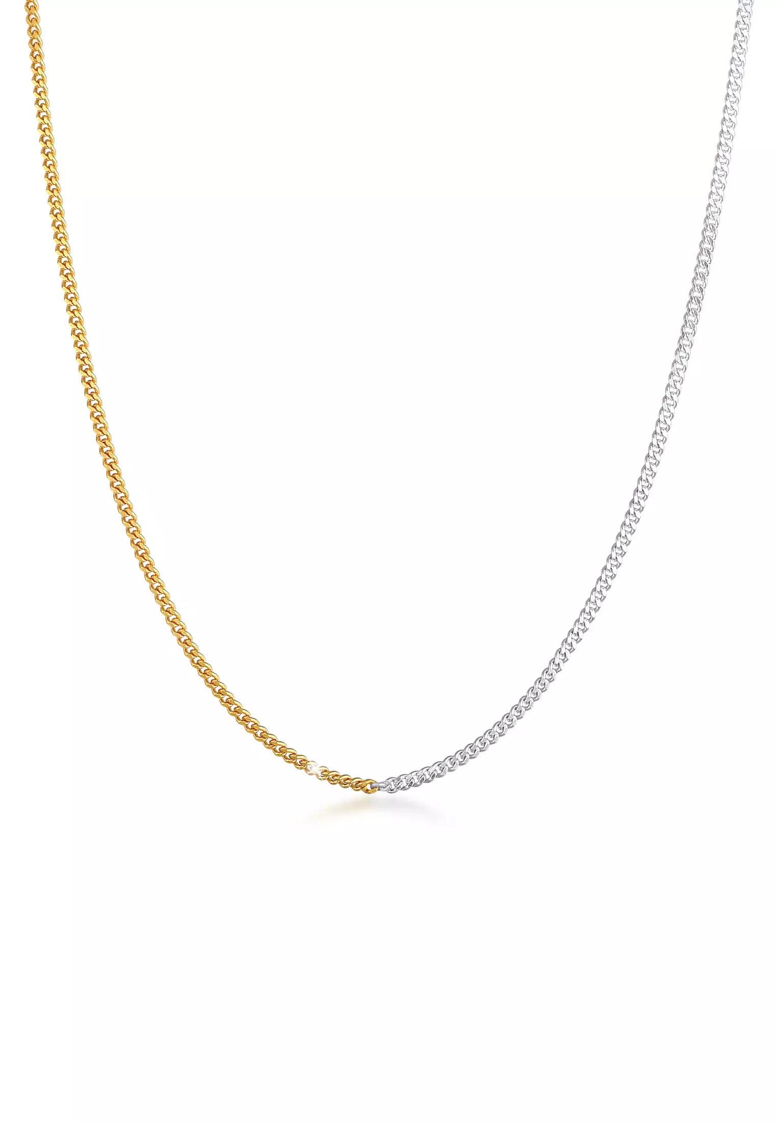 Necklace Curb Chain Basic Chunky Chain Bi-Color Trend Gold Plated