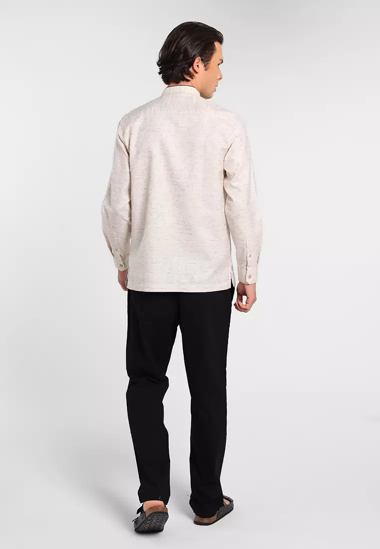 MANZONE X Adipati Dolken - Kemeja Koko Lengan Panjang Pria Navid Modern Fit - Sage Warna SAGE