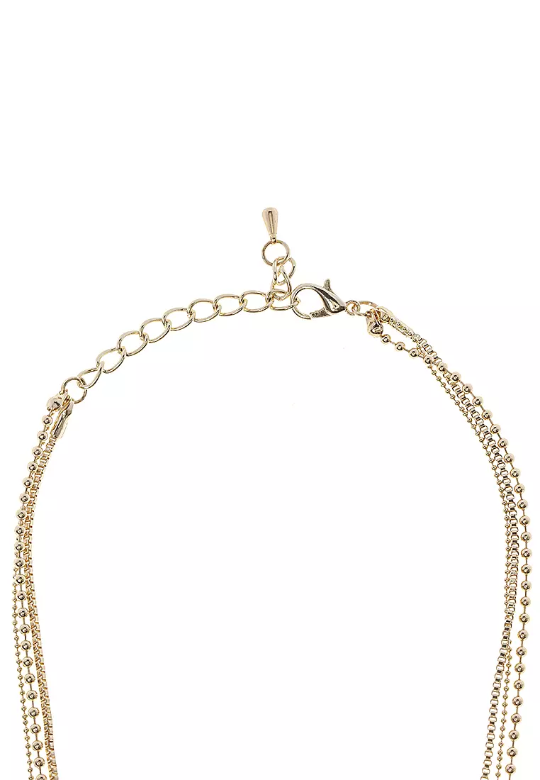 Kalung Emas 3 Layer Aksesoris Wanita Design Casual Elegant Look - Emas