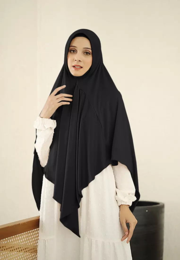 Kanira Bergo | Hijab Instan | Kerudung Umrah Hajj Jumbo - Black