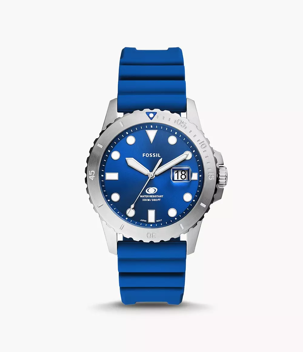 Jual Fossil Fossil Blue Three Hand Date Blue Silicone Jam Pria