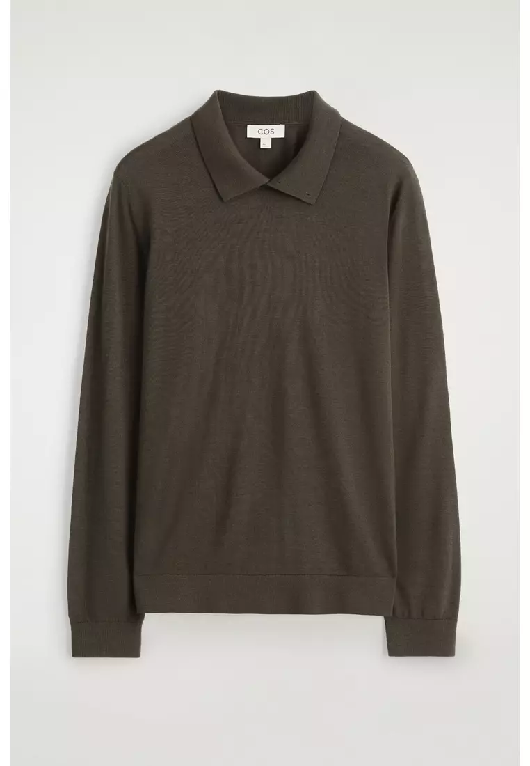 MERINO WOOL BUTTON-COLLAR JUMPER