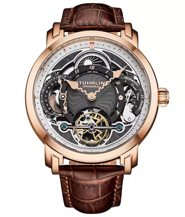 Jam Tangan Pria Automatic Analog Stuhrling Celestial 1017-04 Dual Time Skeleton