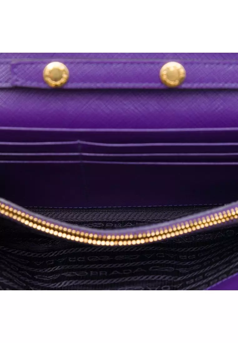 Pre-Loved Prada Saffiano Sound Lock Wallet On Chain