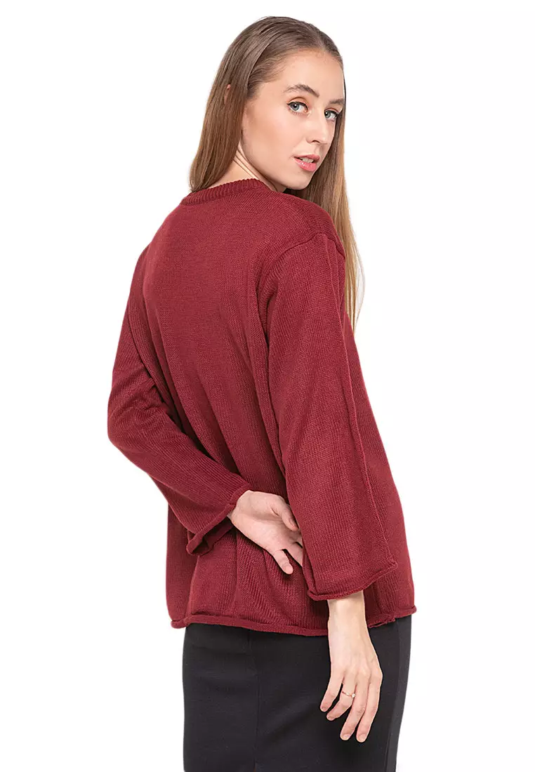 Dallin Sweater Long Sleeves Atasan Wanita Design Kasual Good Quality - Maroon