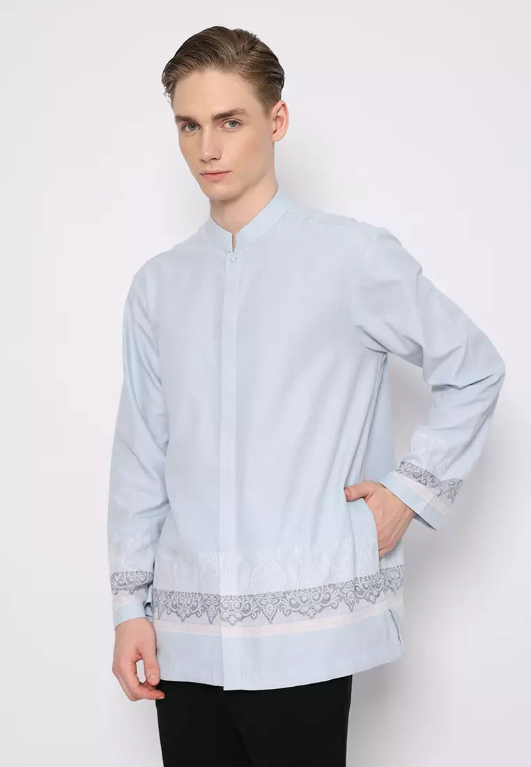 Jobb Issam Baju Koko Pria Lengan Panjang Regular Fit Abu-Abu