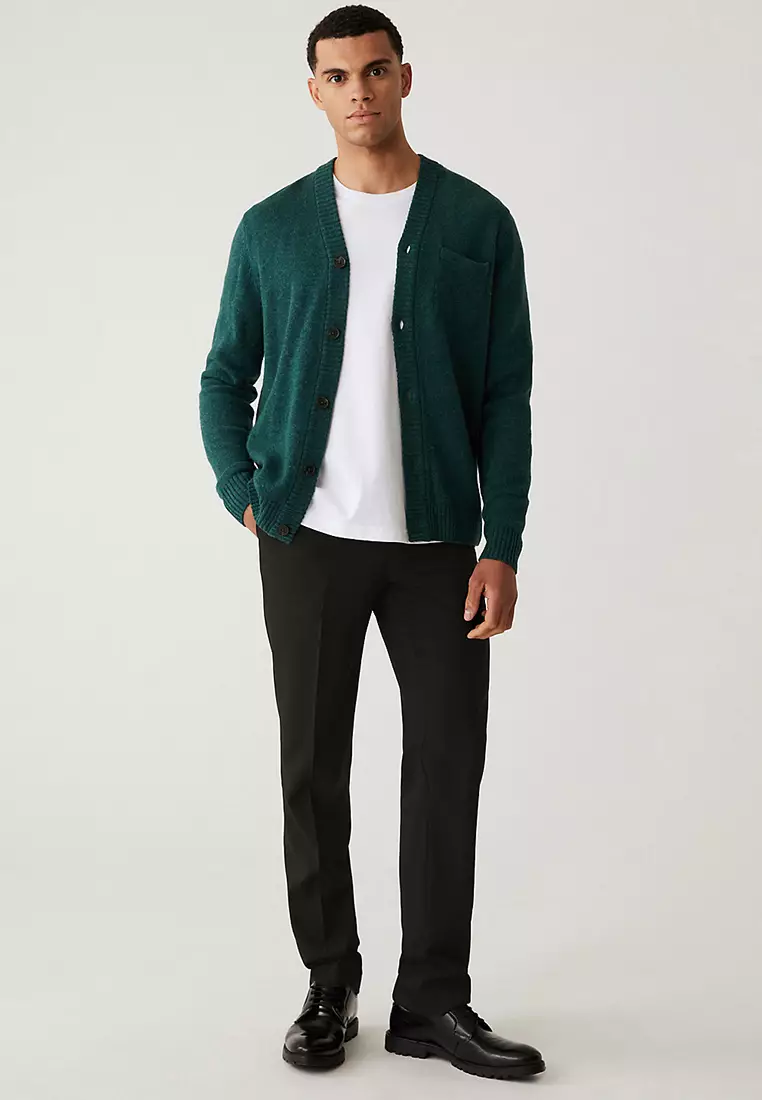 Slim Fit Wool Blend Trousers