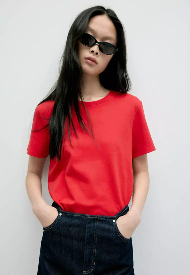 Buy Mango 100% Cotton Round Neck T-Shirt 2026 Online | ZALORA