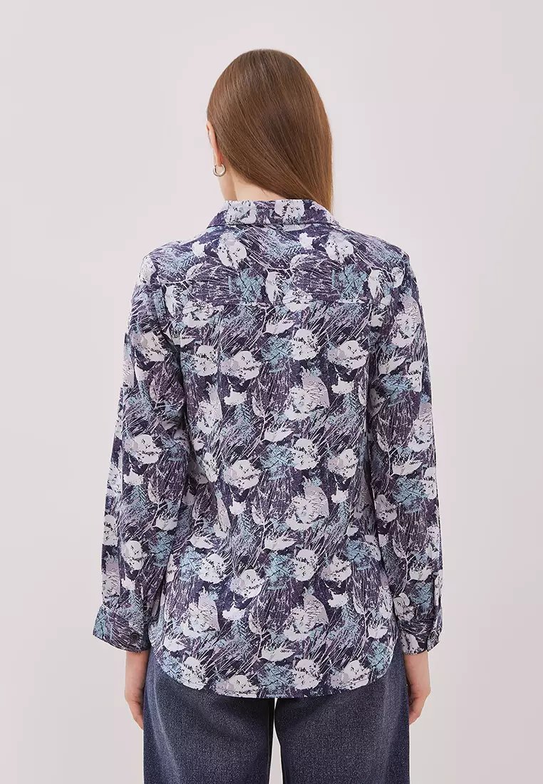 DUST Kemeja Derena Abstrak Biru ECOVERO™ Comfease (D.116496)