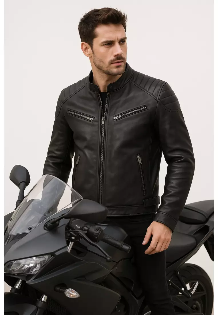Real Leather Jacket Black- Lamb skin Jacket- Jacket for Men- Oxhide SMITH Black