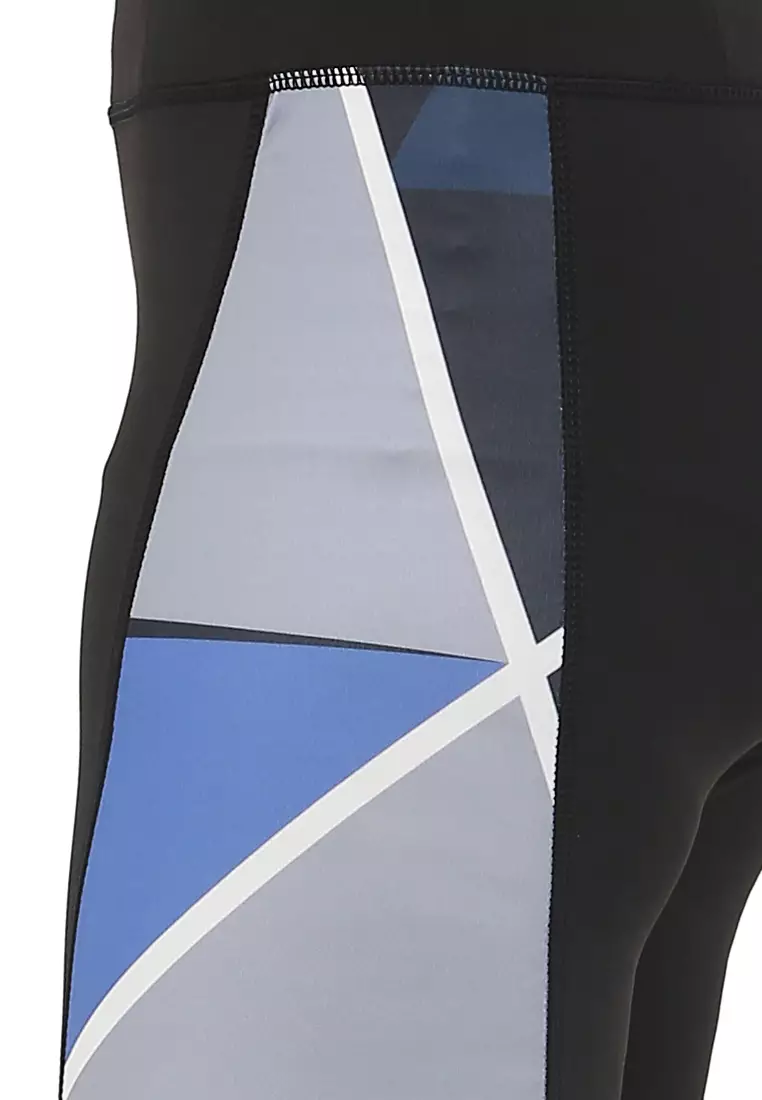 Fitleaure Geometric Print Black Bike Cycling Shorts