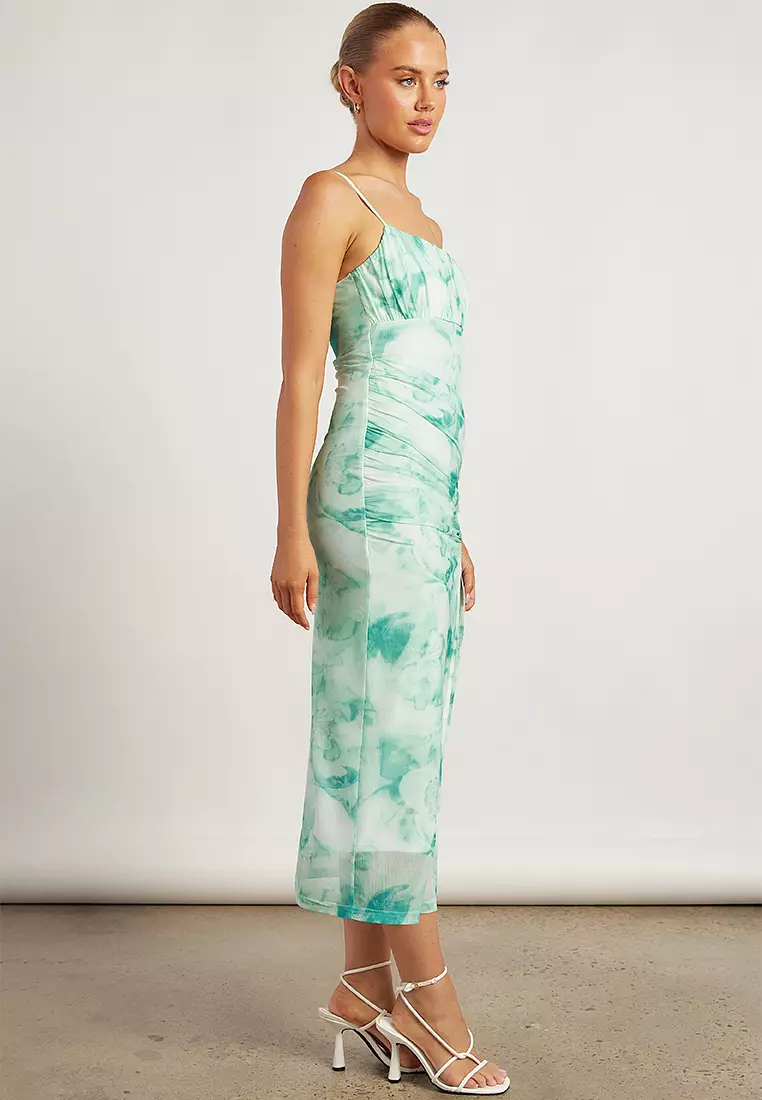 Floral Mesh Midi Dress