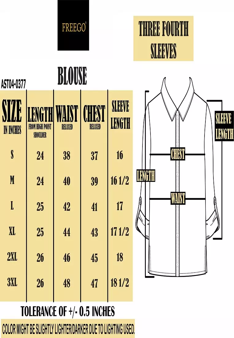 Plain Single Bold Twill 3/4 Blouse