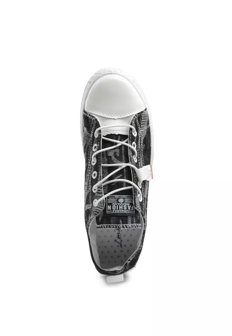 Black Distressed Denim Sneakers