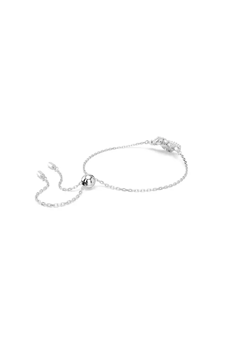 Matrix bracelet, Baguette cut, Knot, White, Rhodium plated