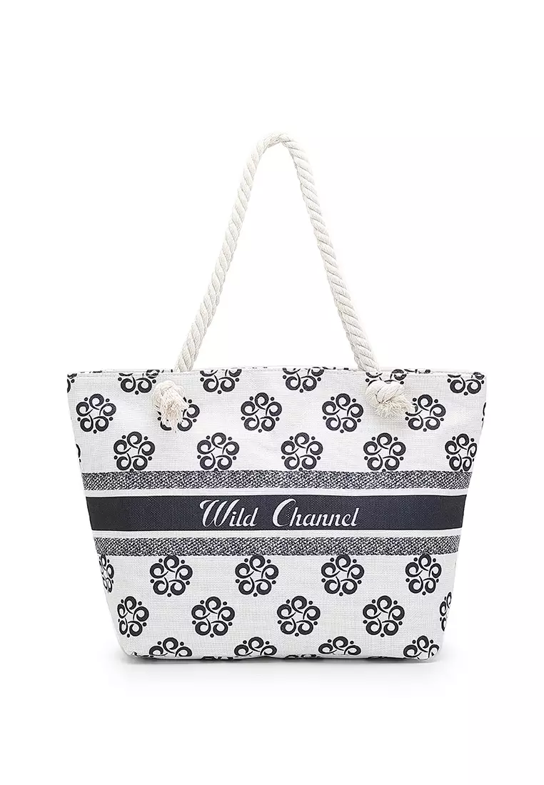 Wild Channel Women's Canvas Tote Bag Shoulder Bag White 2025