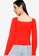 UniqTee red Square Neck Long Sleeve Crop Top AFCB2AA826F3CFGS_1