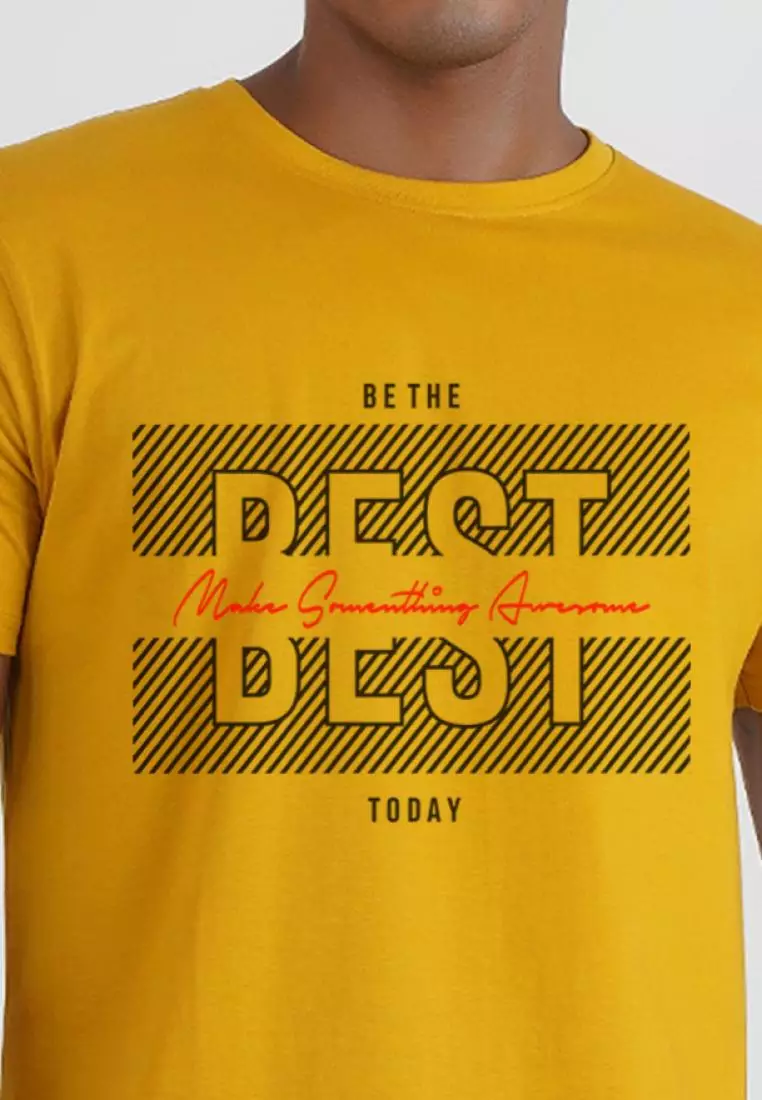 Be The Best Yellow Cotton Short Sleeve Essential T-Shirt