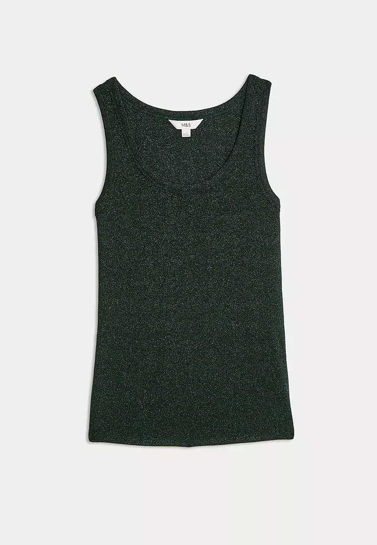 Cotton Rich Sparkly Ribbed Vest