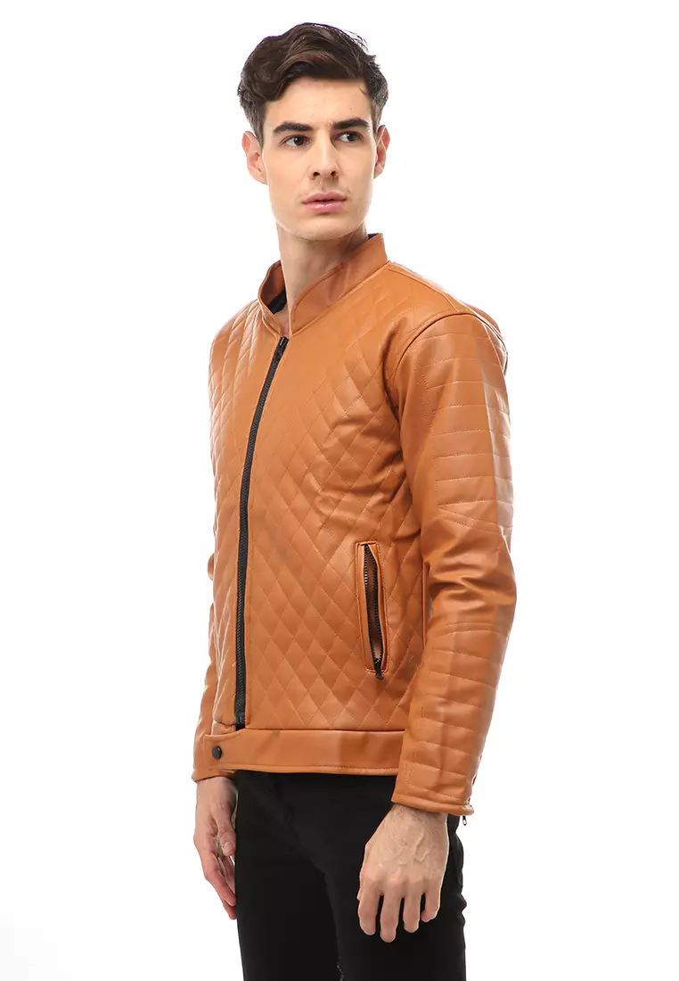 Halbert Outerwear Jaket Kulit Pria Waterproof & Windproof Material Leather ORIGINAL - Tan