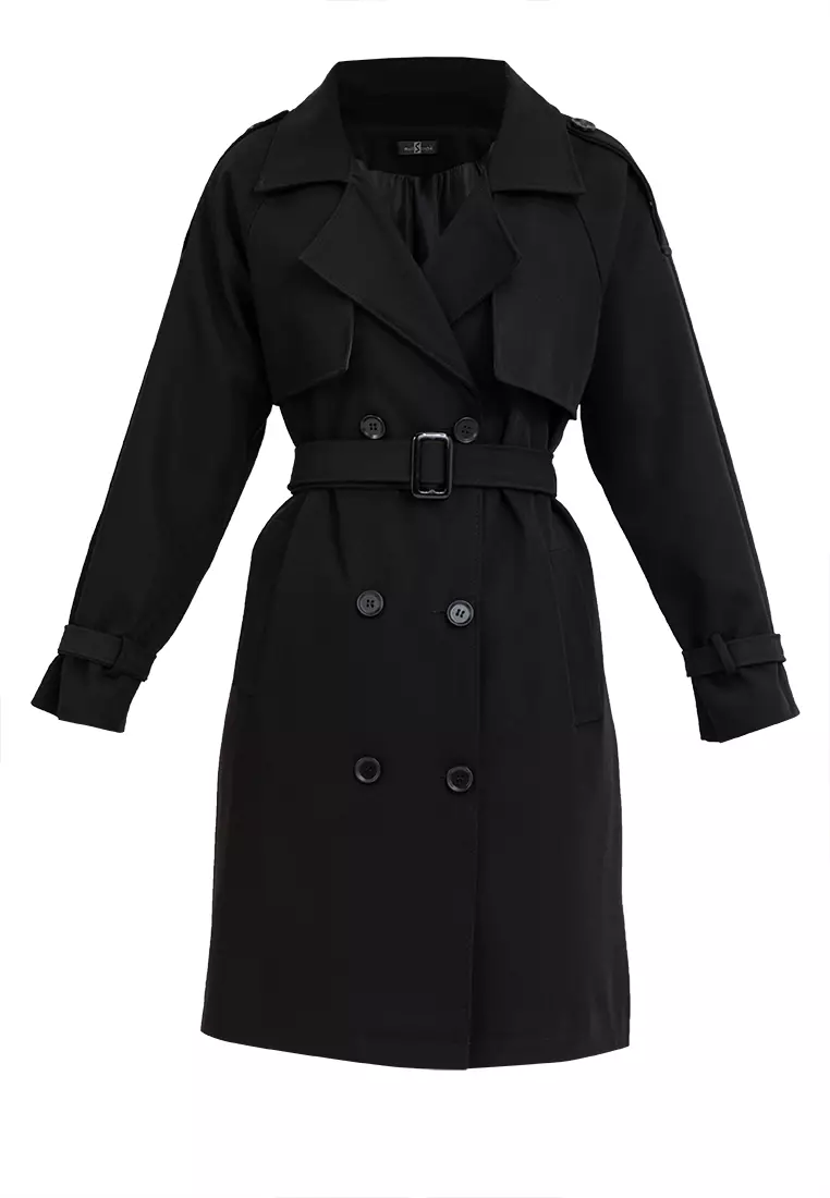 Mid-length Cotton Blend Trench Coat