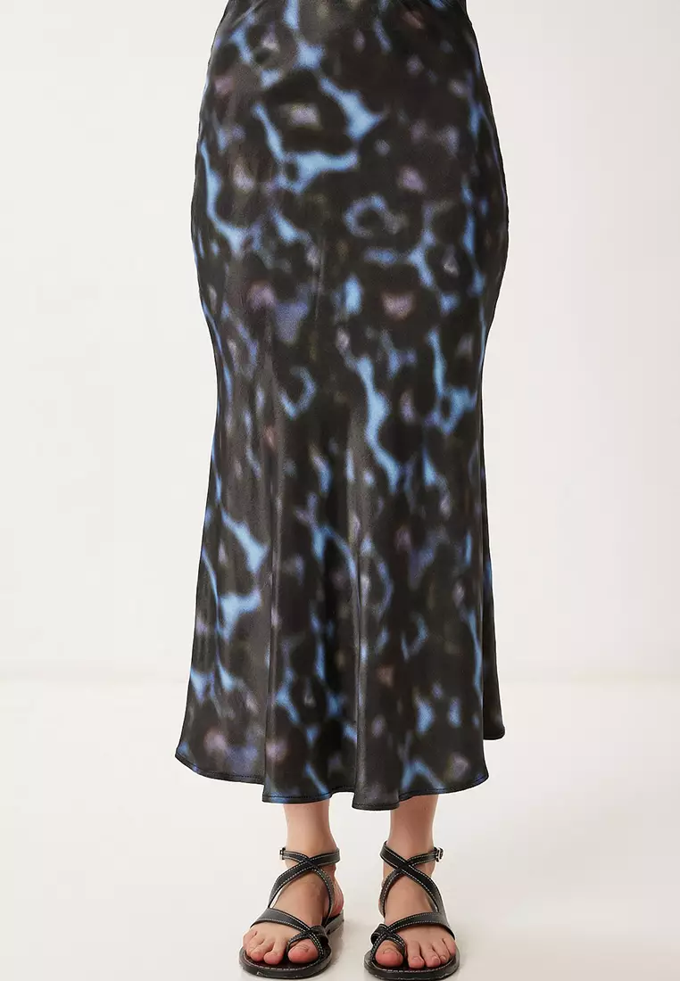 Buy Happiness Istanbul Patterned Satin Midi Skirt 2025 Online