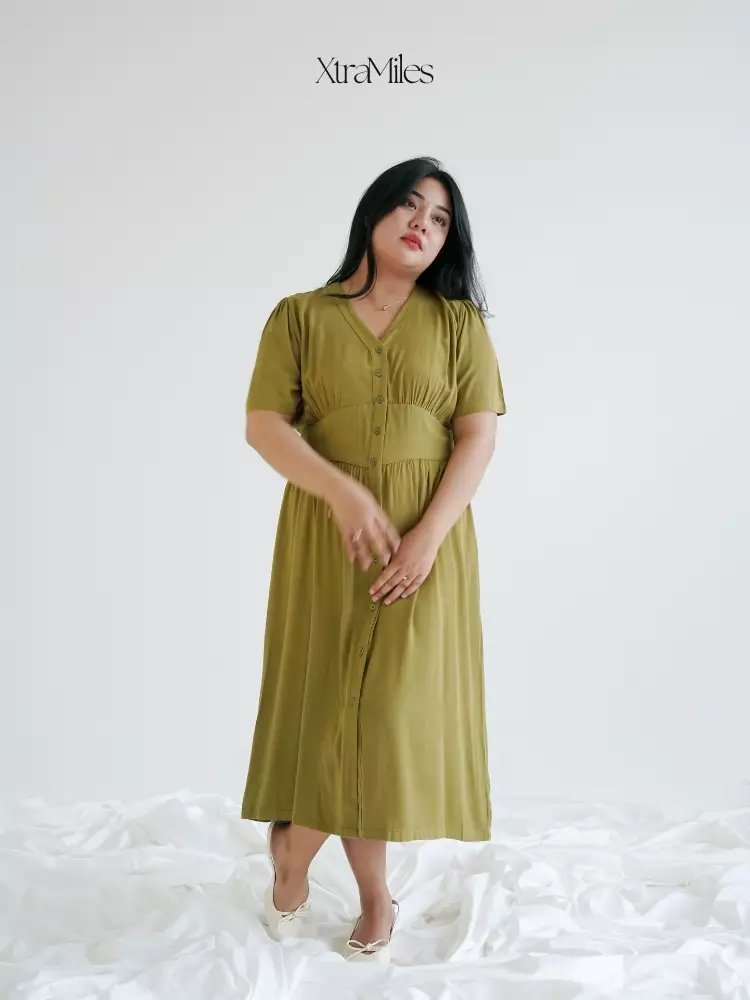 xtramiles Ladies dress calathea dress avocado