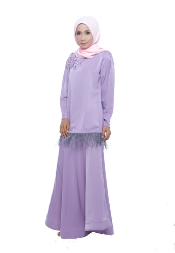Buy Sierra Kurung Moden In Lilac with flare Skirt from Adrini's in Purple at Zalora