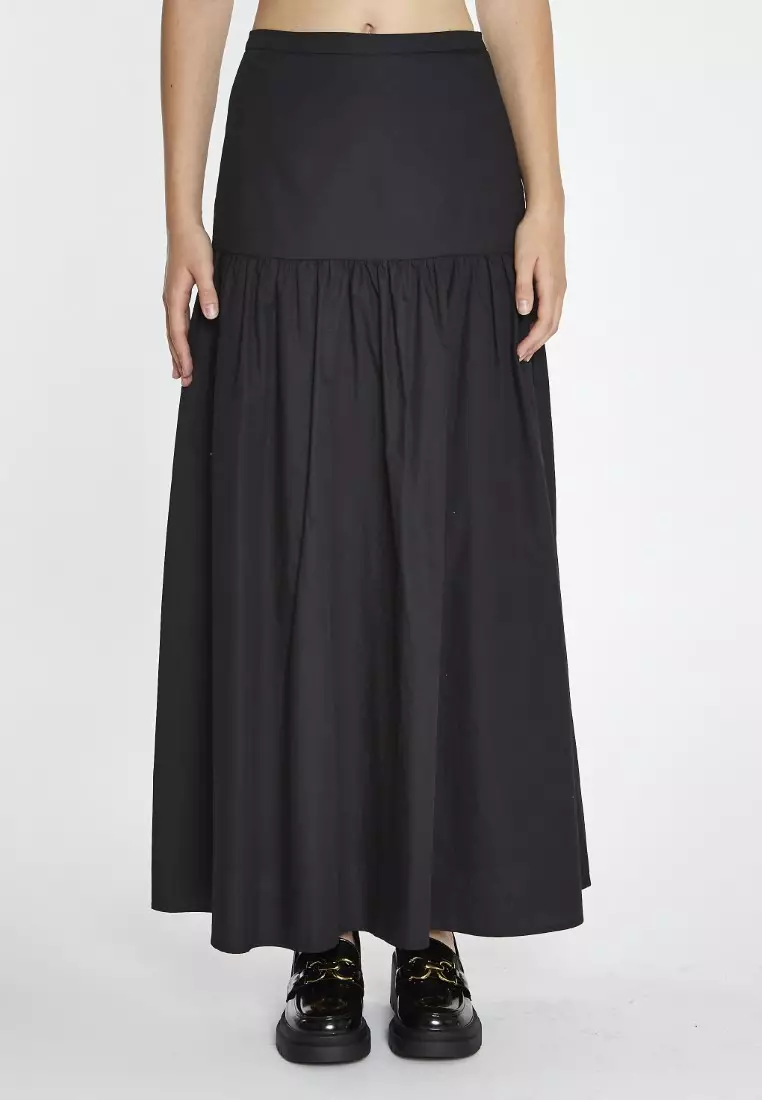 Black Dropped Waist Maxi Skirt