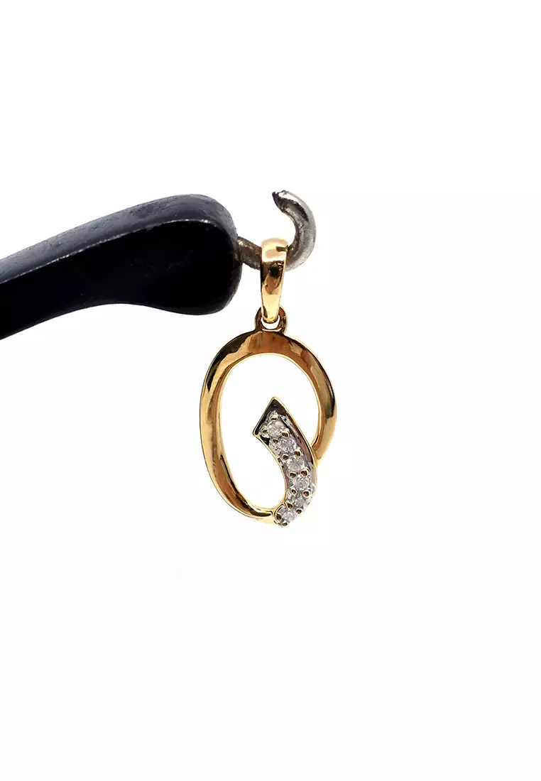 18K Italian Made Yellow Gold Pendant with Diamonds