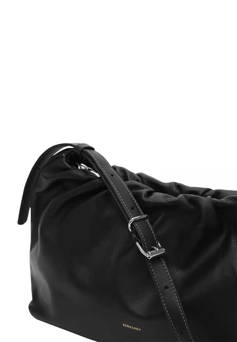 Scrunchie Zip Shoulder Bag - Black