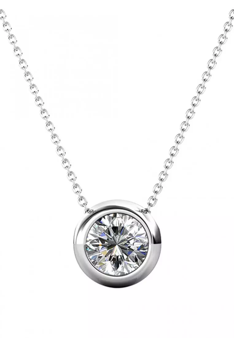 Birth Stone Moon Pendant April - Kalung Crystal Swarovski by Her Jewellery