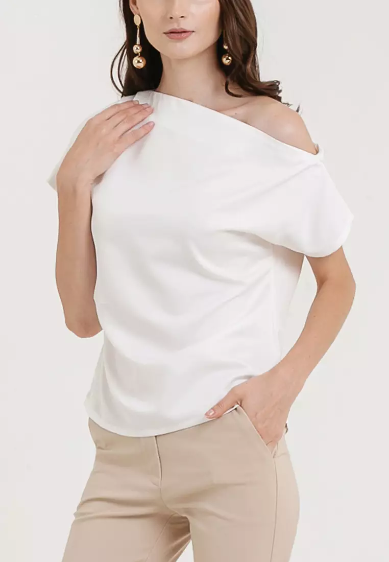 Sabina One Shoulder Top in White