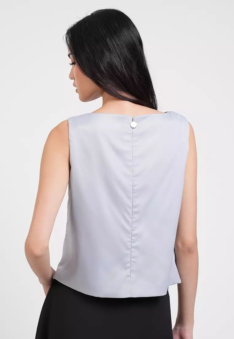 Athena Satin Draped Sleeveless Top