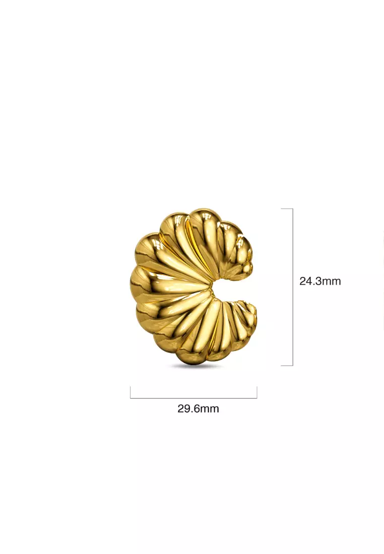 Ridged Crescent Gold layered Stud Earrings