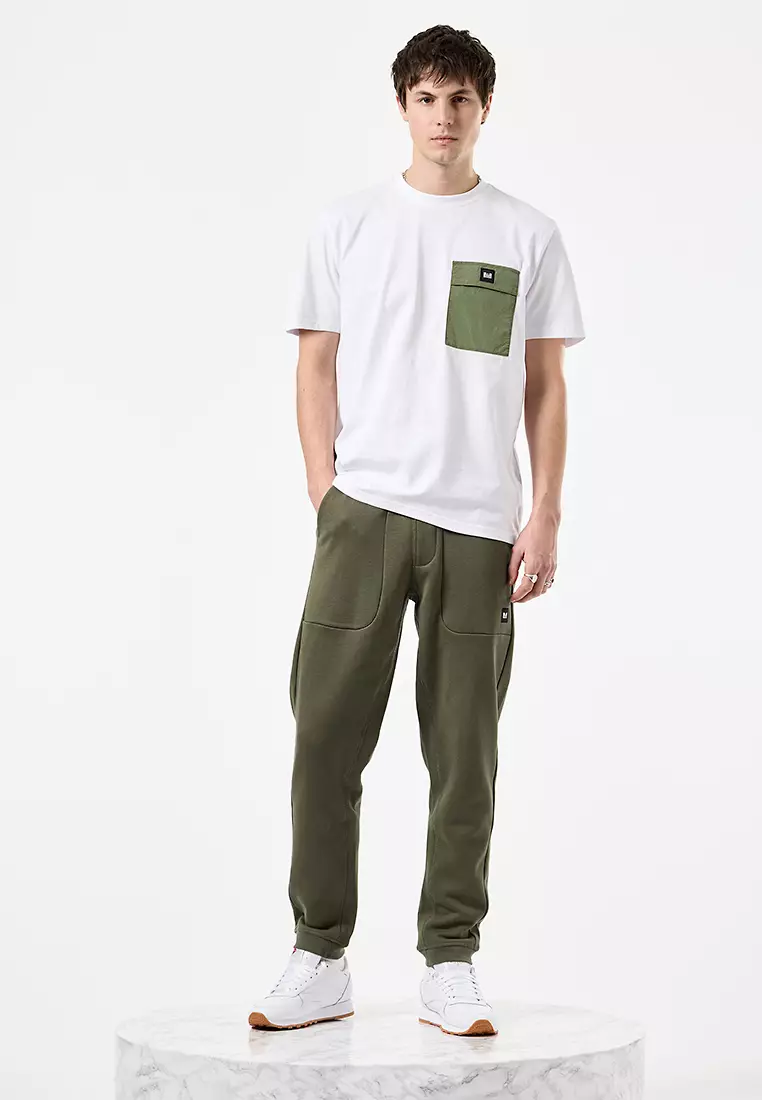 MENS WHITE/SAPLING STINIVA CONTRAST PARACHUTE POCKET TEE