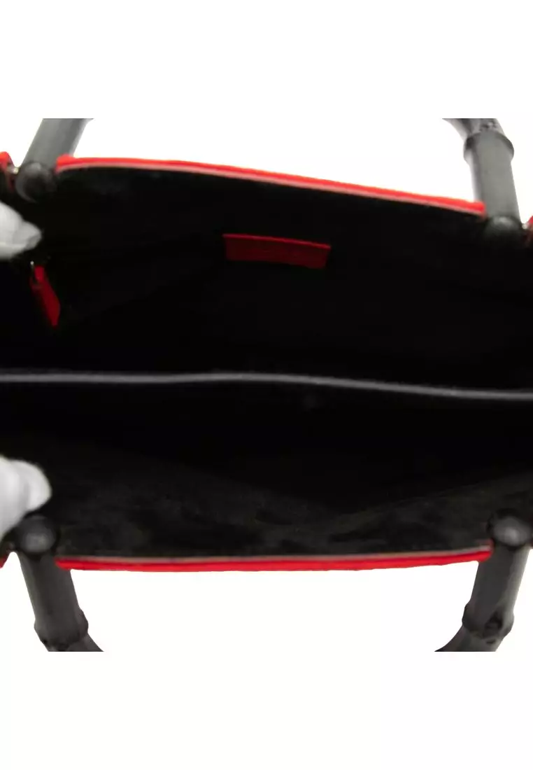 Pre-Loved Gucci Wool And Calfskin Bamboo Top Handle Bag