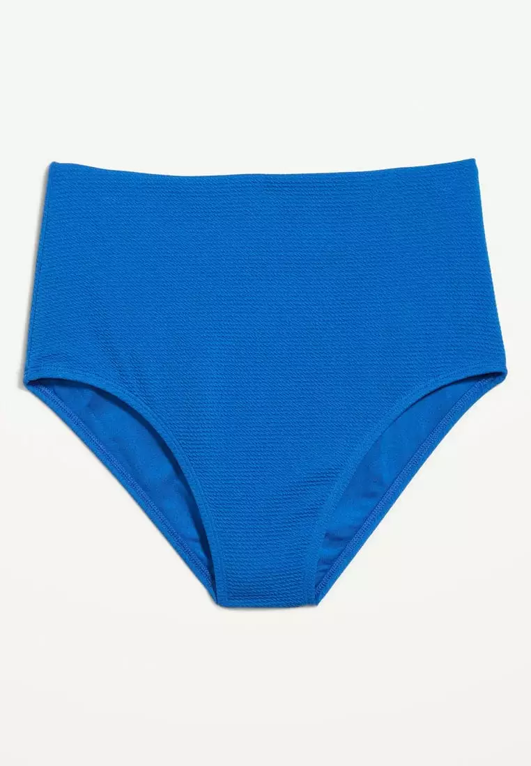 High-Waisted French-Cut Puckered Bikini Swim Bottoms