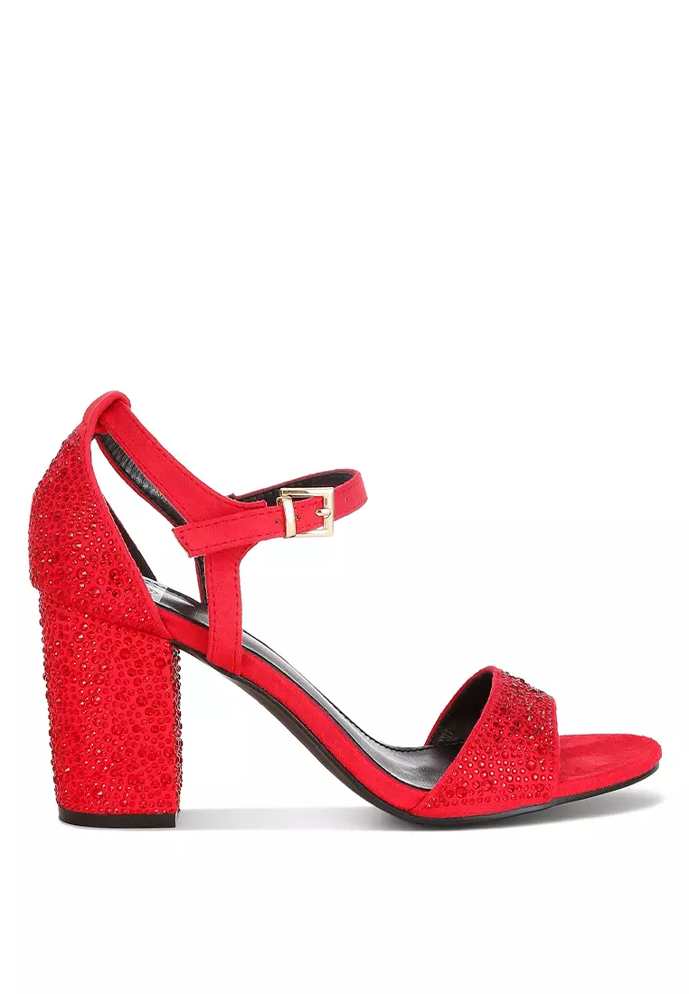 Discount on Rag & Co.  shoes - SKU: Rhinestones Embellished Sandals In Red